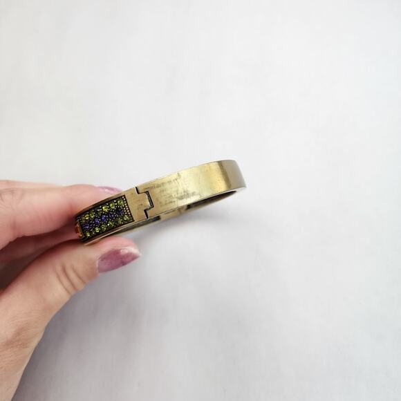 Heidi Daus Bangle Bracelet Hinge Old Gold Purple Cognac Crystal Age Of elegance - Picture 4 of 12